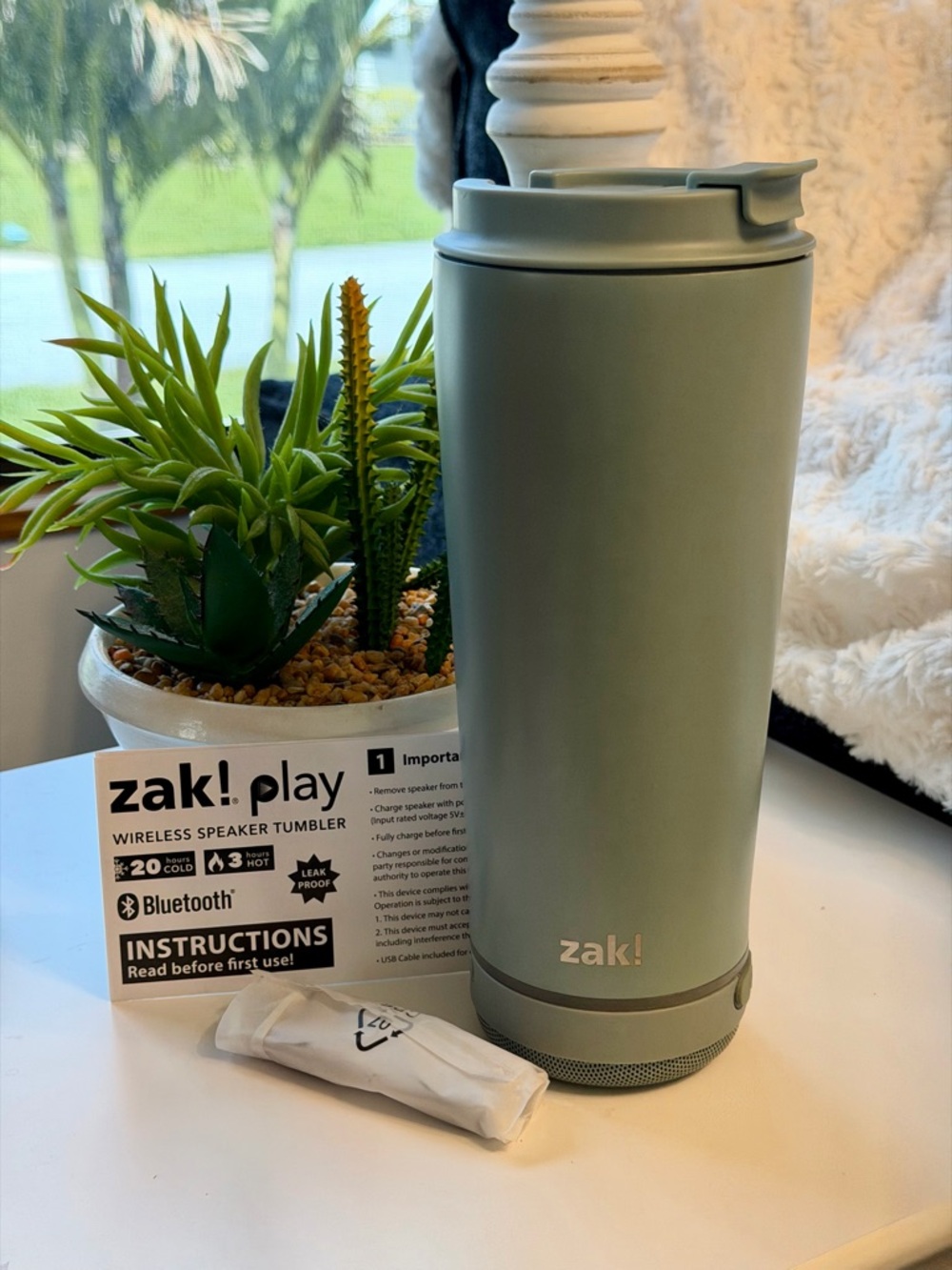 ZAK! Designs Stainless Steel Insulated Tumbler W/Speaker & Lights In Graphite - Picture 2 of 16